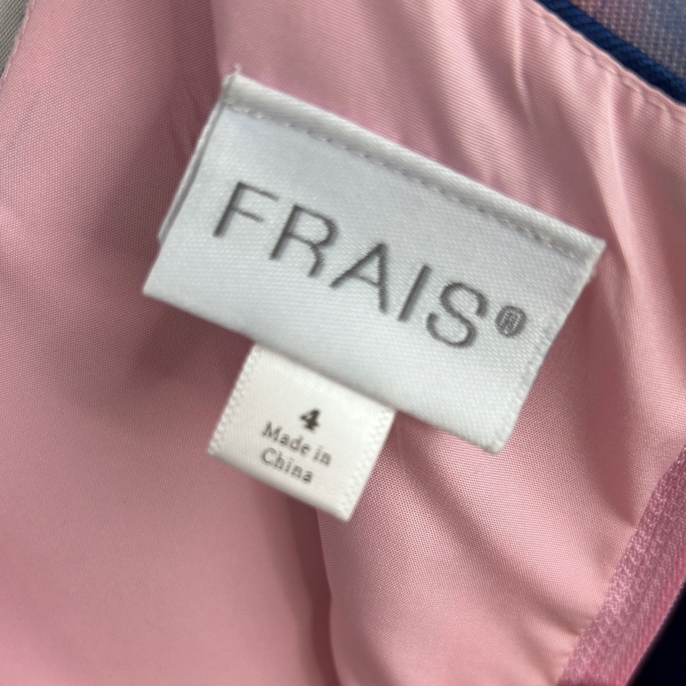 Frais by Nordstrom Girls Party Dress in Matte Satin Blue w Pink Floral Print sz4 - Picture 5 of 6